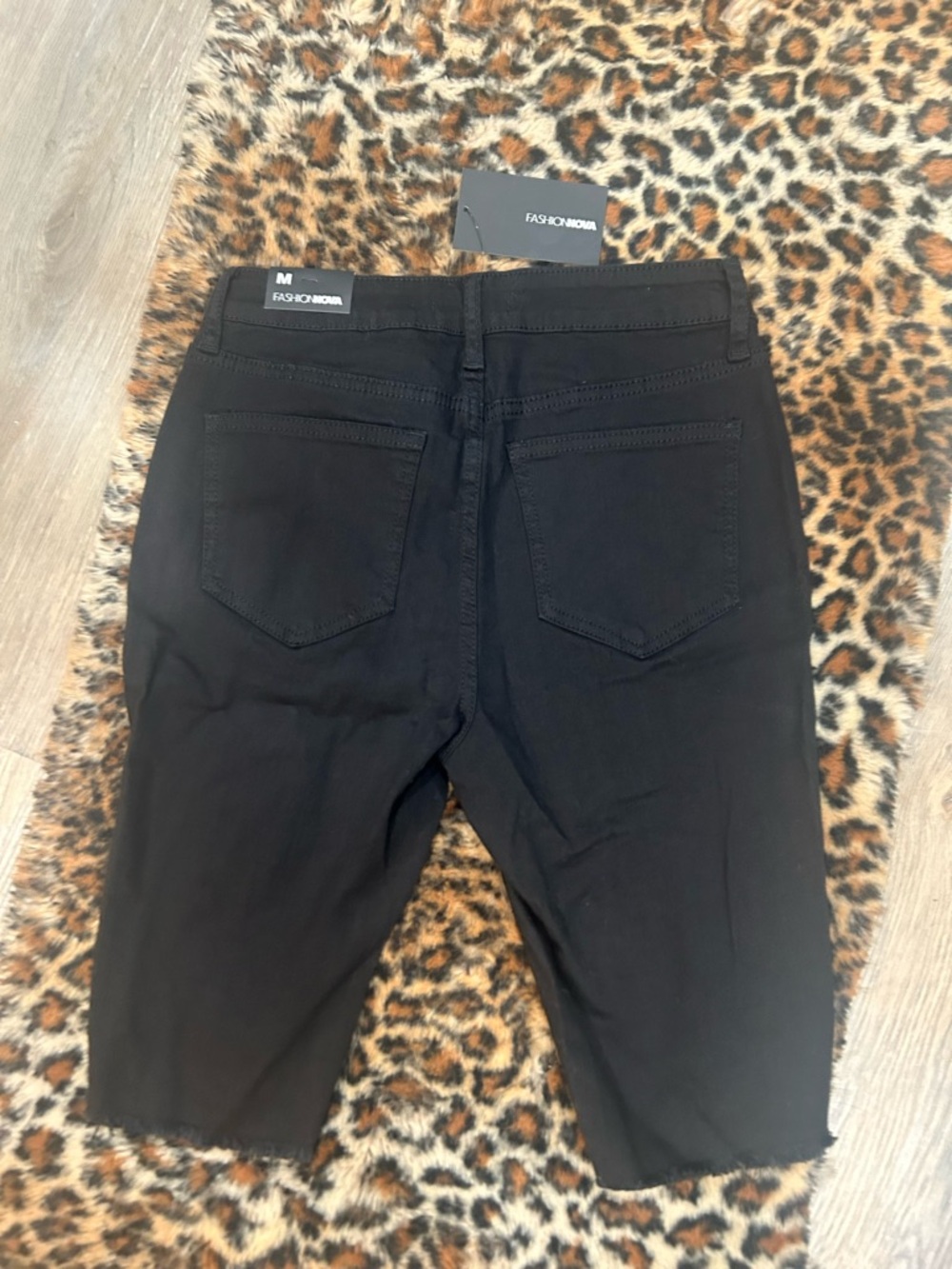 Fashion Nova Black High-Rise Distressed Bermuda Shorts - Picture 2 of 3